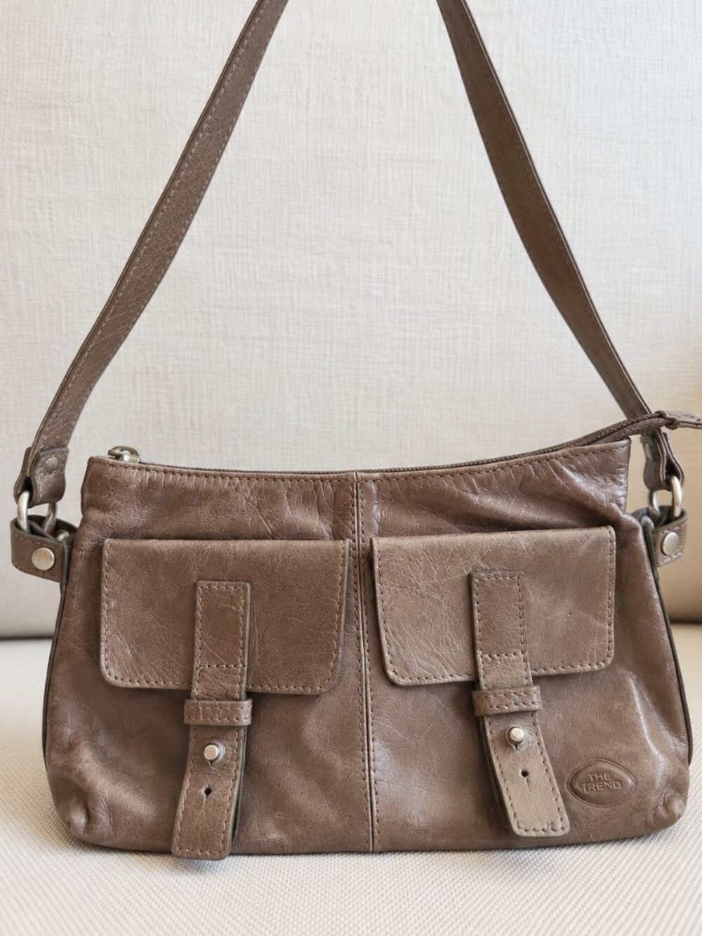 Vintage The Trend Taupe Leather Shoulder Bag